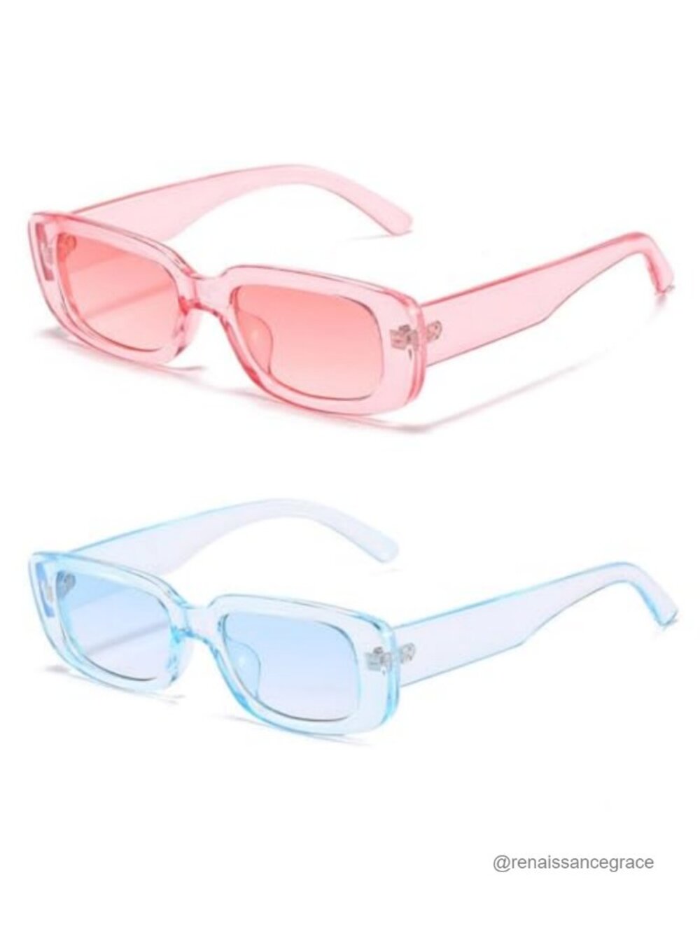 Retro Rectangle Sunglasses for Women Men UV400 Protection Y2K 90's Trendy Small